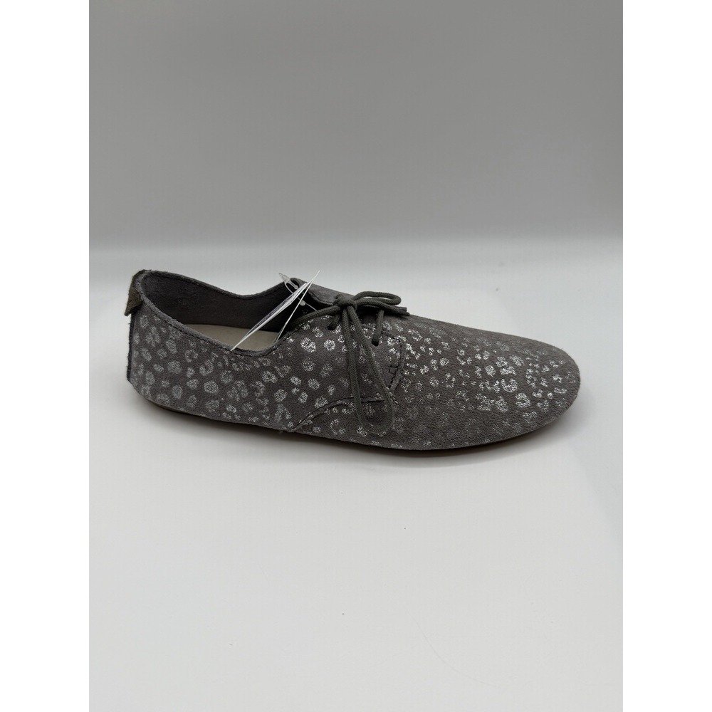 Sanuk Bianca Lux Leather Flat, Women's 6.5, Charcoal/Silver Leopard Print,NIB